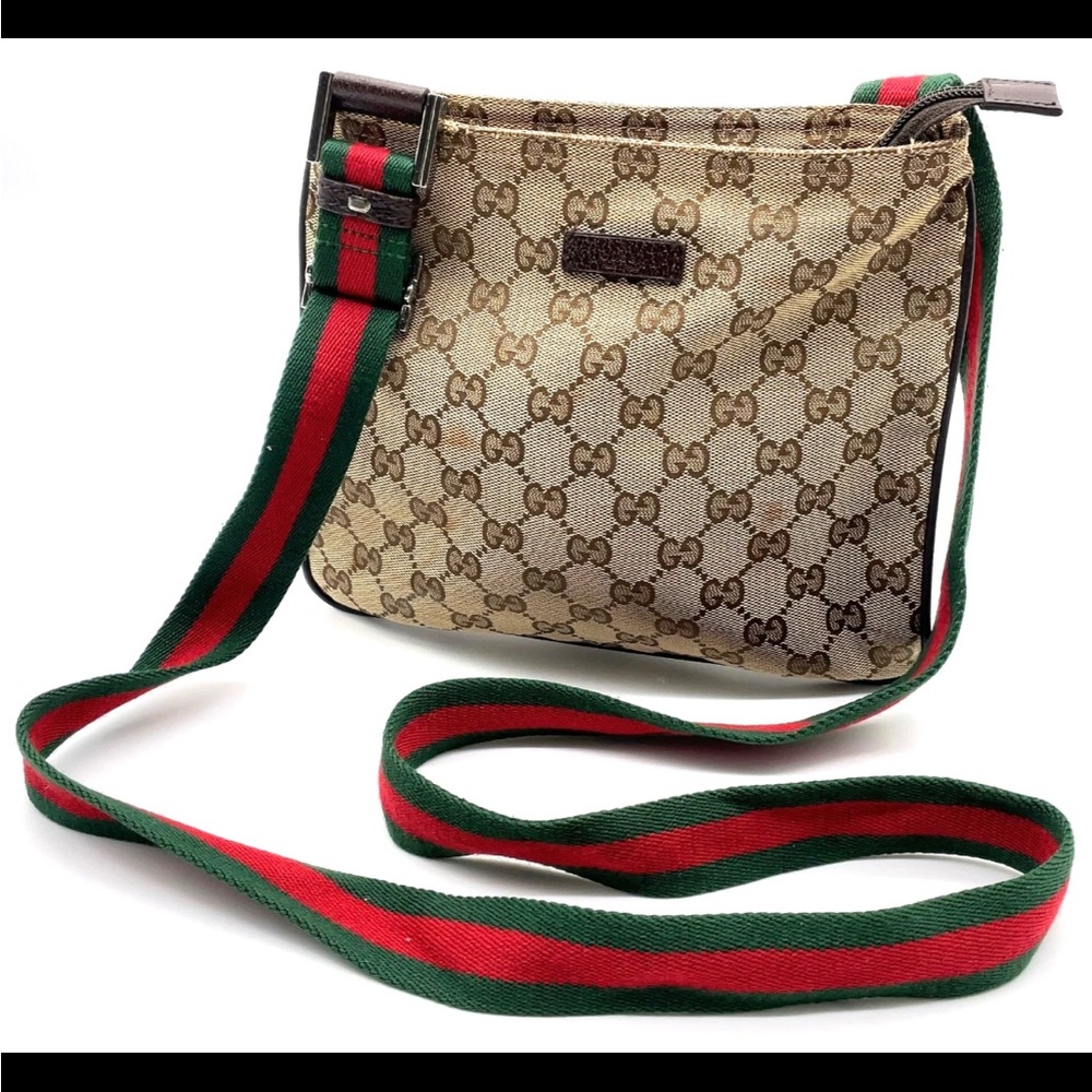 Auth Gucci GG Canvas Sherry Line Beige  146309 One Shoulder Bag W/D NS120781